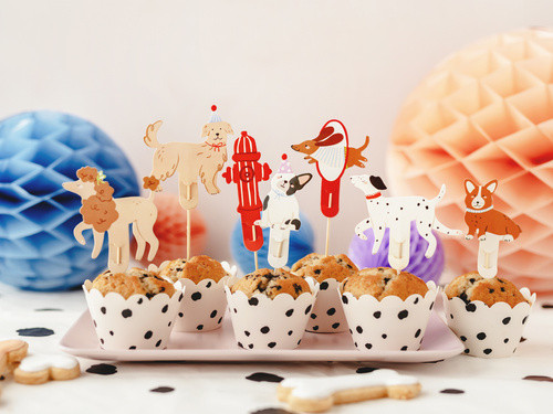 Dekoracje do muffinek Pieski 7-9,5cm 7szt KPM38 PartyDeco